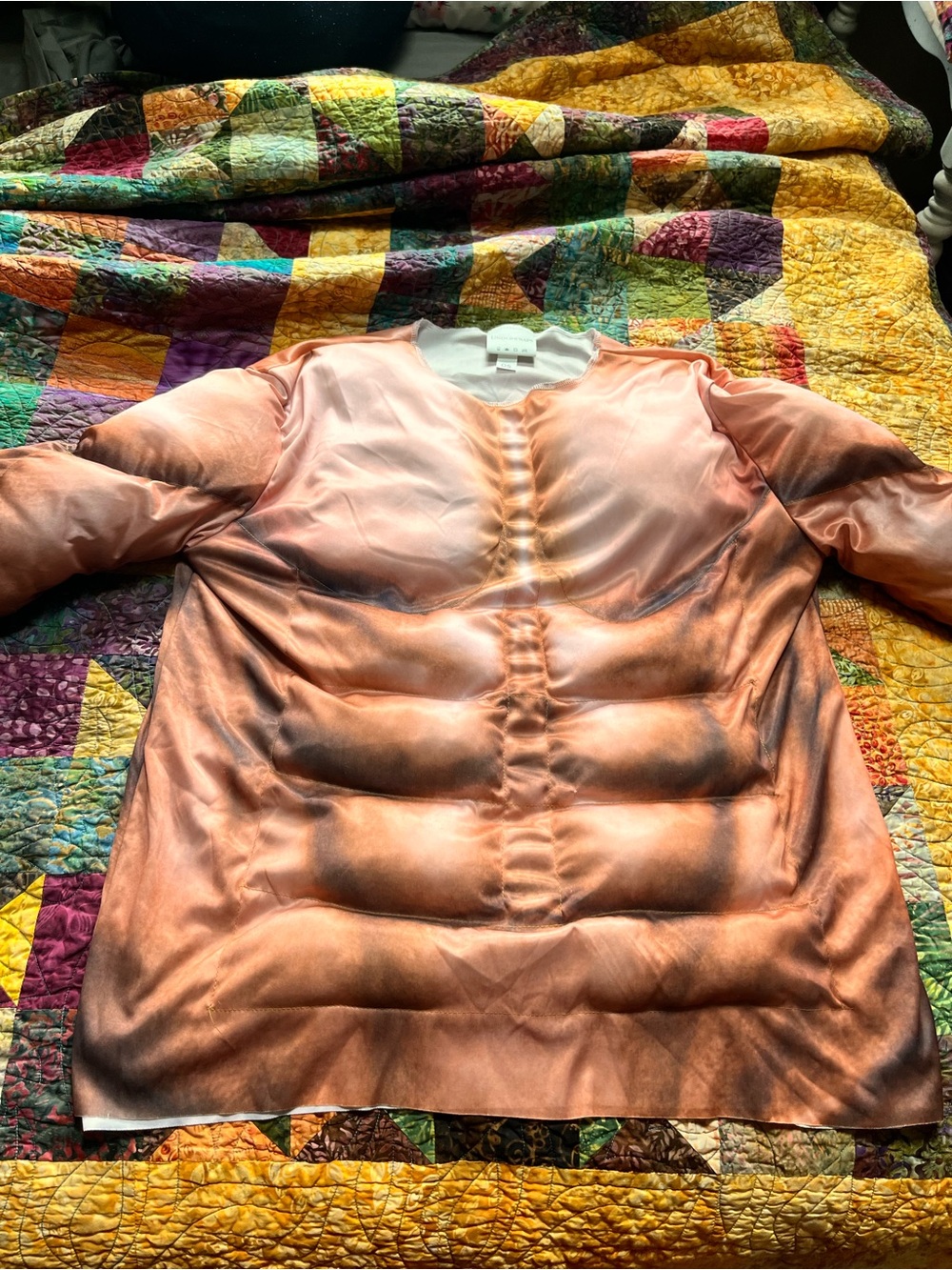 Under wraps Satin Muscle-Effect Long Sleeve Top in Peach